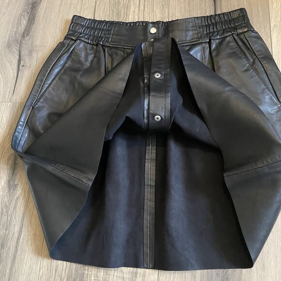 ba&sh Black Button-Front Genuine Leather Skirt - Picture 9 of 15